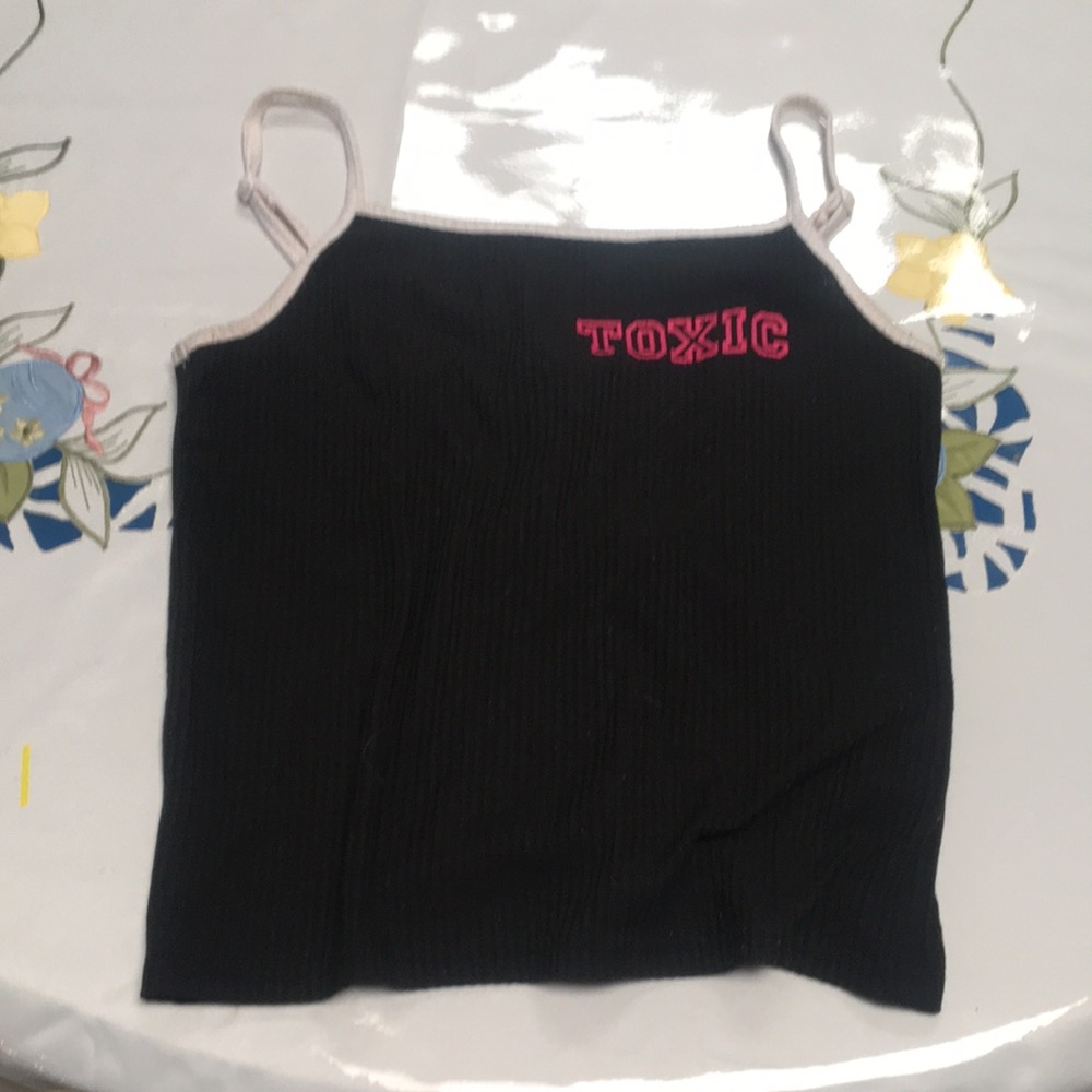 Black crop top with cute (toxic) logo
